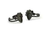 Black Ring Settings, 3 Oxidized Brass Black Drop Ring With 1 Stone Setting - Pad Size 9x6mm S321
