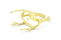 Claw Ring Settings - 2 Raw Brass 4 Claw Ring Blanks For Natural Stones V050