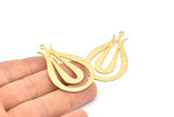 Gold Tulip Pendant, 1 Gold Plated Brass Textured Tulip Flower Pendants With 1 Loop, Charms, Earrings (46x30x0.80mm) V113