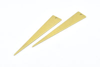 Long Triangle Charm, 10 Raw Brass Triangle Charms, Pendant, Finding For Necklace, Bracelet (10x60x0.80mm) E644