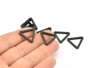 Black Triangle Charm - 6 Oxidized Brass Black Triangles (19x2mm) D0016
