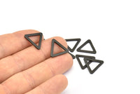 Black Triangle Charm - 8 Oxidized Brass Black Triangles (16x2x1.2mm) D0023