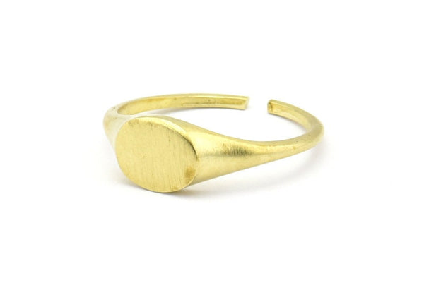 Brass Oval Ring, 5 Raw Brass Ring Oval Settings Y036