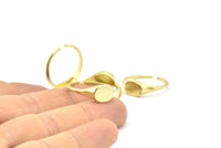 Brass Oval Ring, 5 Raw Brass Ring Oval Settings Y036