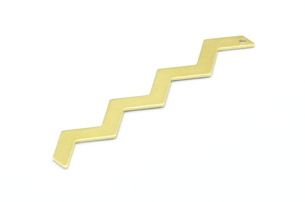 Brass Zig Zag Shape, 12 Raw Brass Zig Zag Shape Charms With 1 Hole, Pendants, Earrings (60x4x0.80mm) E632