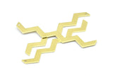 Brass Zig Zag Shape, 12 Raw Brass Zig Zag Shape Charms With 1 Hole, Pendants, Earrings (60x4x0.80mm) E632