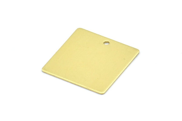 Brass Square Charm, 8 Raw Brass Square Stamping Charms, With 1 Hole, Pendants, Earrings (22x0.70mm) E646