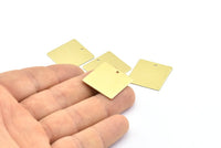 Brass Square Charm, 8 Raw Brass Square Stamping Charms, With 1 Hole, Pendants, Earrings (22x0.70mm) E646