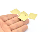 Brass Square Charm, 8 Raw Brass Square Stamping Charms, With 1 Hole, Pendants, Earrings (22x0.70mm) E646