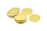 Brass Round Charm, 15 Raw Brass Cabochon Tags With 4 Holes, Earrings, Findings (25mm) E637