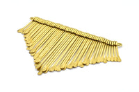 Brass Fringed Pendant, 1 Raw Brass Textured Fringed Trim Pendant With 2 Loops (113mm) V111