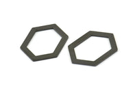 Hexagon Choker Charm, 6 Oxidized Brass Black Hexagon Charms, Pendants, Findings (26.5x19x1mm) E073 S808