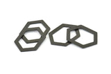Hexagon Choker Charm, 6 Oxidized Brass Black Hexagon Charms, Pendants, Findings (26.5x19x1mm) E073 S808