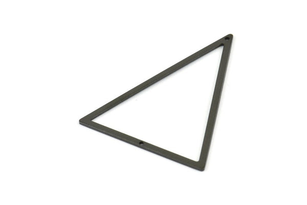 Black Triangle Charm, 6 Oxidized Brass Black Triangle Charms With 2 Holes (53.5x40x1mm) E035 S809