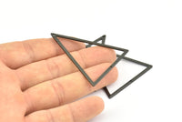 Black Triangle Charm, 6 Oxidized Brass Black Triangle Charms With 2 Holes (53.5x40x1mm) E035 S809