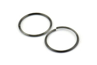Wire Ear Hoops, 24 Oxidized Brass Black Faceted Wire Hoops, Earring Findings (20x1.3mm) E062 S811