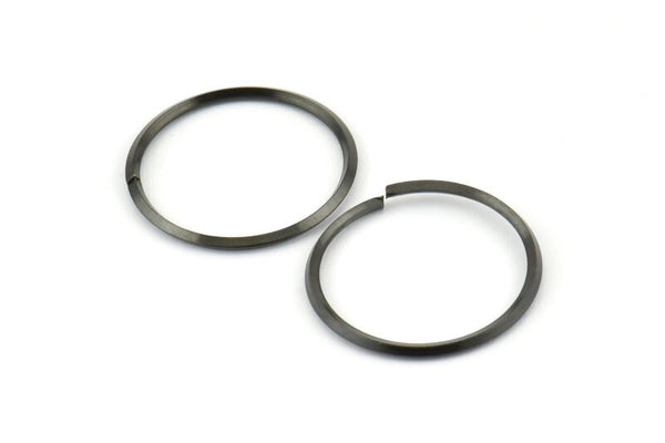 Wire Ear Hoops, 24 Oxidized Brass Black Faceted Wire Hoops, Earring Findings (20x1.3mm) E062 S811