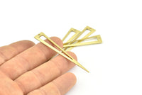 Open Triangle Charm, 12 Raw Brass Triangle Charms With 1 Hole (60x10x0.80mm) B0212