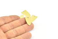 Half Ellipse Charm, 15 Raw Brass Half Ellipse Shape Charms With 1 Hole, Pendants, Earrings, Findings (23x12x0.70mm) B0220