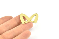 Half Ellipse Charm, 10 Raw Brass Half Ellipse Shape Charms With 5 Holes, Pendants, Earrings, Findings (26x18x0.70mm) B0230