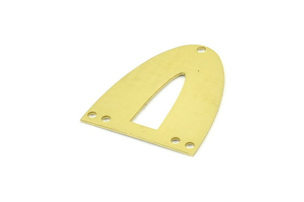 Half Ellipse Charm, 6 Raw Brass Half Ellipse Shape Charms With 5 Holes, Pendants, Earrings, Findings (28x24x0.70mm) B0235