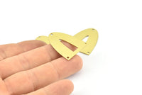 Half Ellipse Charm, 6 Raw Brass Half Ellipse Shape Charms With 3 Holes, Pendants, Earrings, Findings (28x24x0.70mm) B0236