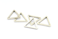 Gümüş Üçgen Charm - 6 Antik Gümüş Kaplama Pirinç Üçgen (24x2mm) D0015 H0635