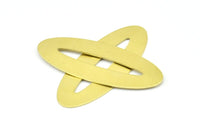 Brass Ellipse Charm, 4 Raw Brass Ellipse Shape Stamping Blank Charms, Earrings, Findings (59x24x0.70mm) B0251