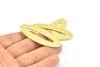 Brass Ellipse Charm, 4 Raw Brass Ellipse Shape Stamping Blank Charms, Earrings, Findings (59x24x0.70mm) B0251
