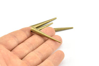 Long Spike Pendant, 2 Antique Brass Extra Long Spike Tribal Pendants With 1 Hole (40x7mm) U130