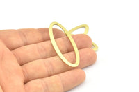 Brass Ellipse Charm, 10 Raw Brass Ellipse Shape Stamping Blank Charms, Earrings, Findings (53x18x0.70mm) B0256