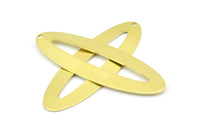 Brass Ellipse Charm, 6 Raw Brass Ellipse Shape Stamping Blank Charms With 1 Hole Earrings, Findings (53x18x0.70mm) B0258