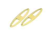 Brass Ellipse Charm, 12 Raw Brass Ellipse Shape Stamping Blank Charms With 2 Holes Earrings, Findings (47x12x0.70mm) B0261