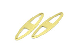 Brass Ellipse Charm, 12 Raw Brass Ellipse Shape Stamping Blank Charms With 2 Holes Earrings, Findings (47x12x0.70mm) B0261