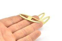 Brass Ellipse Charm, 12 Raw Brass Ellipse Shape Stamping Blank Charms With 2 Holes Earrings, Findings (47x12x0.70mm) B0261