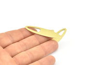 Brass Ellipse Charm, 12 Raw Brass Ellipse Shape Stamping Blank Charms, Earrings, Findings (47x12x0.70mm) B0266