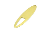 Brass Ellipse Charm, 12 Raw Brass Ellipse Shape Stamping Blank Charms With 1 Hole Earrings, Findings (47x12x0.70mm) B0267