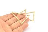 Gold Triangle Charm, 2 Gold Plated Brass Triangle Charms With 2 Holes (53.5x40x1mm) E035 Q0614