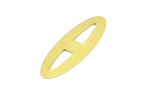 Brass Ellipse Charm, 6 Raw Brass Ellipse Shape Stamping Blank Charms, Earrings, Findings (53x18x0.70mm) B0269