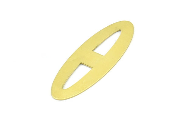Brass Ellipse Charm, 6 Raw Brass Ellipse Shape Stamping Blank Charms, Earrings, Findings (53x18x0.70mm) B0269