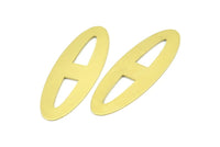 Brass Ellipse Charm, 6 Raw Brass Ellipse Shape Stamping Blank Charms, Earrings, Findings (53x18x0.70mm) B0269