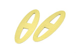 Brass Ellipse Charm, 6 Raw Brass Ellipse Shape Stamping Blank Charms, Earrings, Findings (53x18x0.70mm) B0269