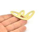 Brass Ellipse Charm, 6 Raw Brass Ellipse Shape Stamping Blank Charms, Earrings, Findings (53x18x0.70mm) B0269