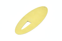 Brass Ellipse Charm, 4 Raw Brass Ellipse Shape Stamping Blank Charms With 1 Hole Earrings, Findings (59x24x0.70mm) B0271