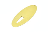 Brass Ellipse Charm, 4 Raw Brass Ellipse Shape Stamping Blank Charms With 1 Hole Earrings, Findings (59x24x0.70mm) B0271
