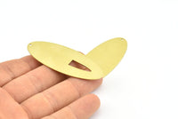 Brass Ellipse Charm, 4 Raw Brass Ellipse Shape Stamping Blank Charms With 1 Hole Earrings, Findings (59x24x0.70mm) B0271
