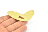 Brass Ellipse Charm, 4 Raw Brass Ellipse Shape Stamping Blank Charms With 1 Hole Earrings, Findings (59x24x0.70mm) B0271