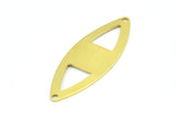 Brass Marquise Charm, 12 Raw Brass Marquise Shape Stamping Blank Charms With 2 Holes Earrings, Findings (45x16x0.80mm) B0284