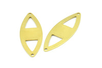 Brass Marquise Charm, 12 Raw Brass Marquise Shape Stamping Blank Charms With 2 Holes Earrings, Findings (45x16x0.80mm) B0284
