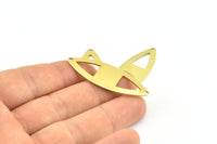 Brass Marquise Charm, 12 Raw Brass Marquise Shape Stamping Blank Charms With 2 Holes Earrings, Findings (45x16x0.80mm) B0284